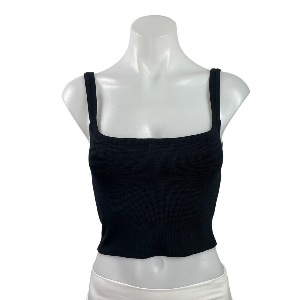 Zara Womens Black Sleeveless Cami Camisole Stretch Knit Cropped Tank Top Size M